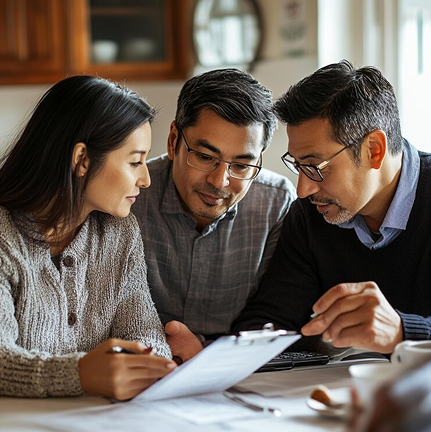 Team discussing finances