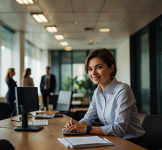 Professional at desk